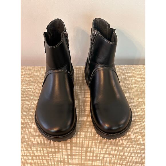 Birkenstock Stowe Black Leather Moto Boots –Women’s 7 / EU 38 – Made in Portugal - Picture 2 of 7